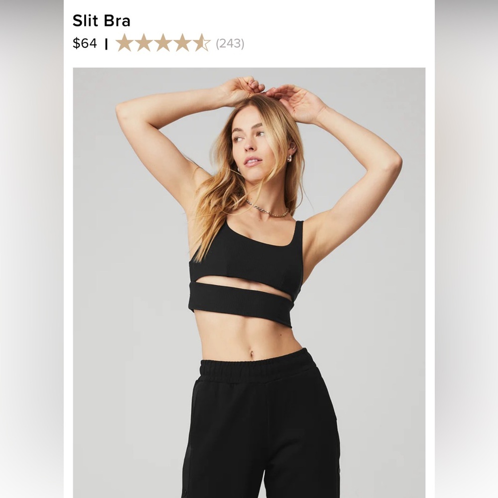 Alo Split Bra in Gunmetal | Size XS